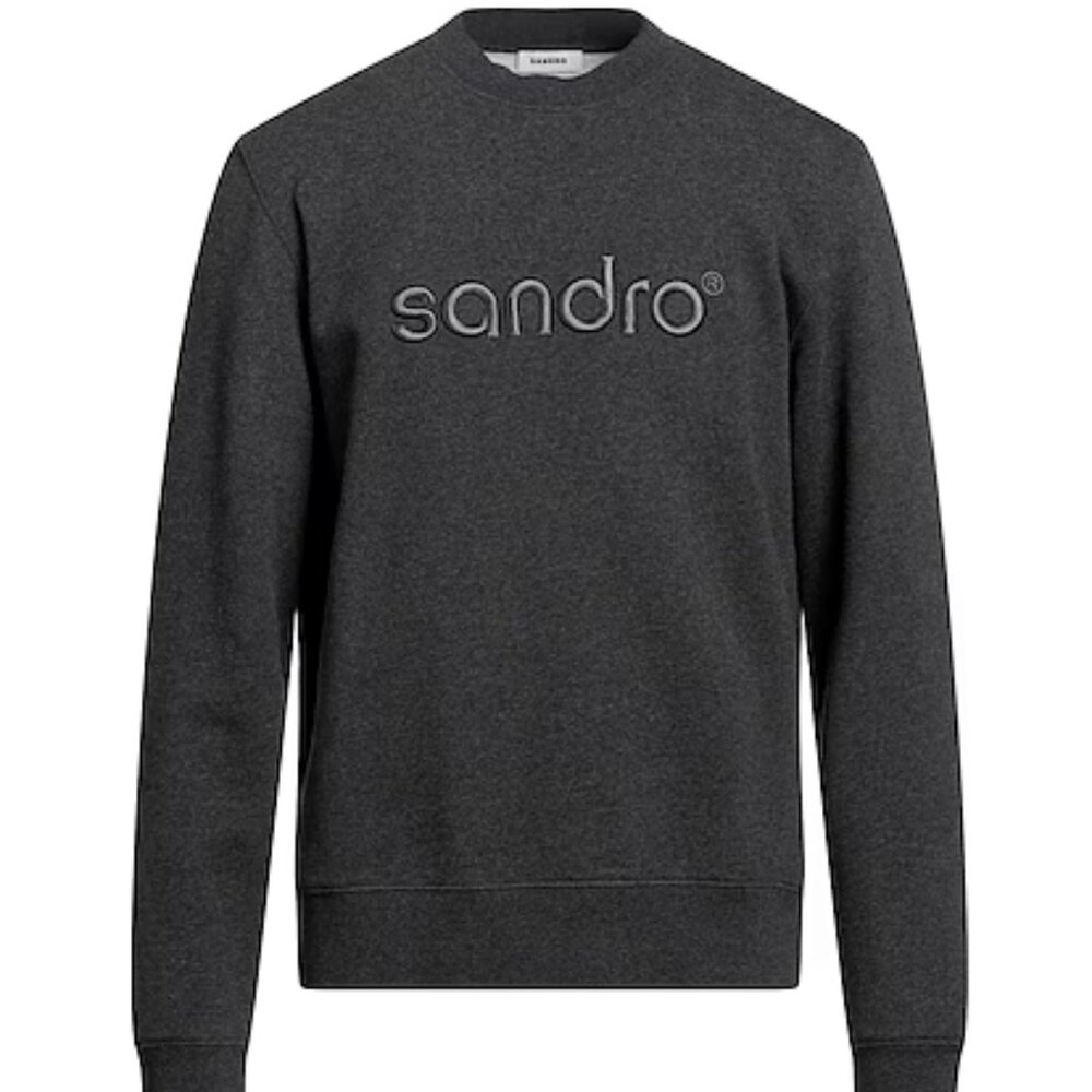 Sandro Man's Sweatshirt Steel Grey Size S Cotton, Elastane, Polyester
